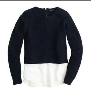 J. Crew Layered Wool Sweater with White Shirttail